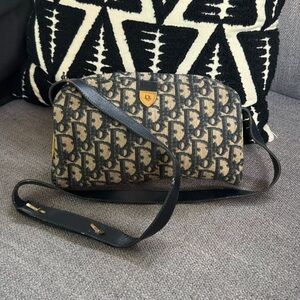 Dior Black and Brown Monogram Shoulder Bag